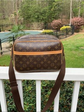 Louis Vuitton Brown Monogram Canvas Reporter PM Bag with Tan Trim